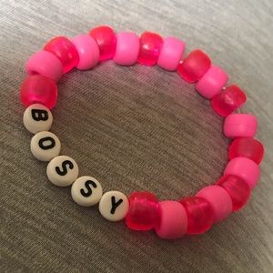 VSCO girl “bossy” pink braclet